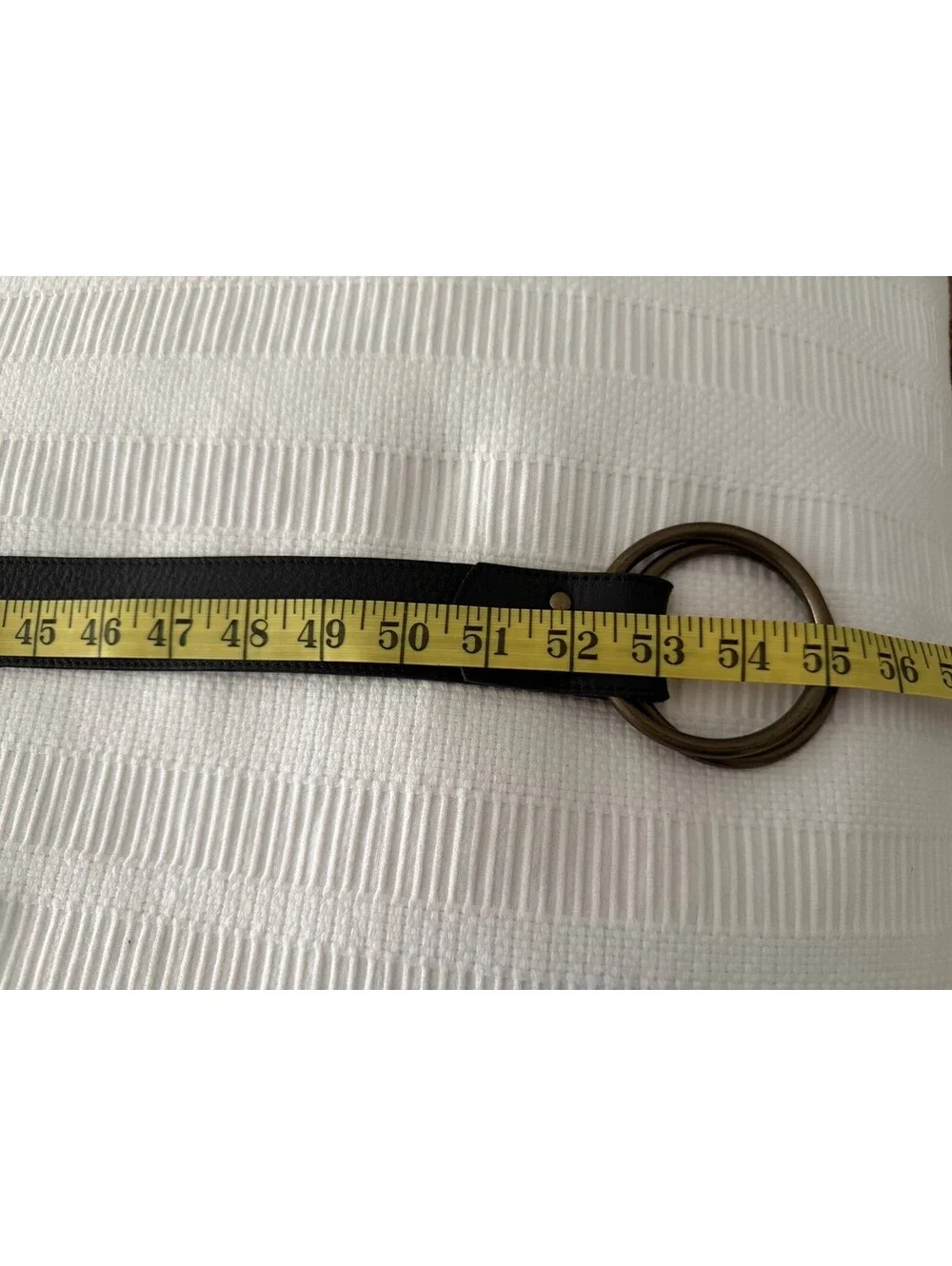 Eileen Fisher Womens Black Leather Belt Large Double O-Ring Brass Buckle Wide 1X